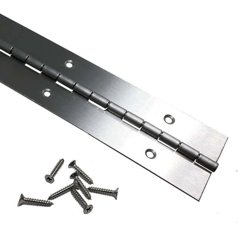 Desunia Heavy Duty 2" x 48" 201 Stainless Steel Piano Hinge - .060" Thick - Â¾" S.S. Screws Included - 1 Pack - Image 1